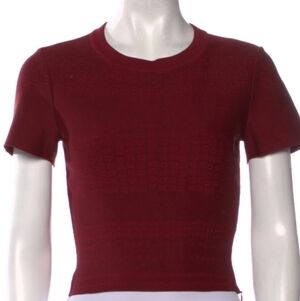 Alaïa Burgundy Short Sleeve Top Knit Tee